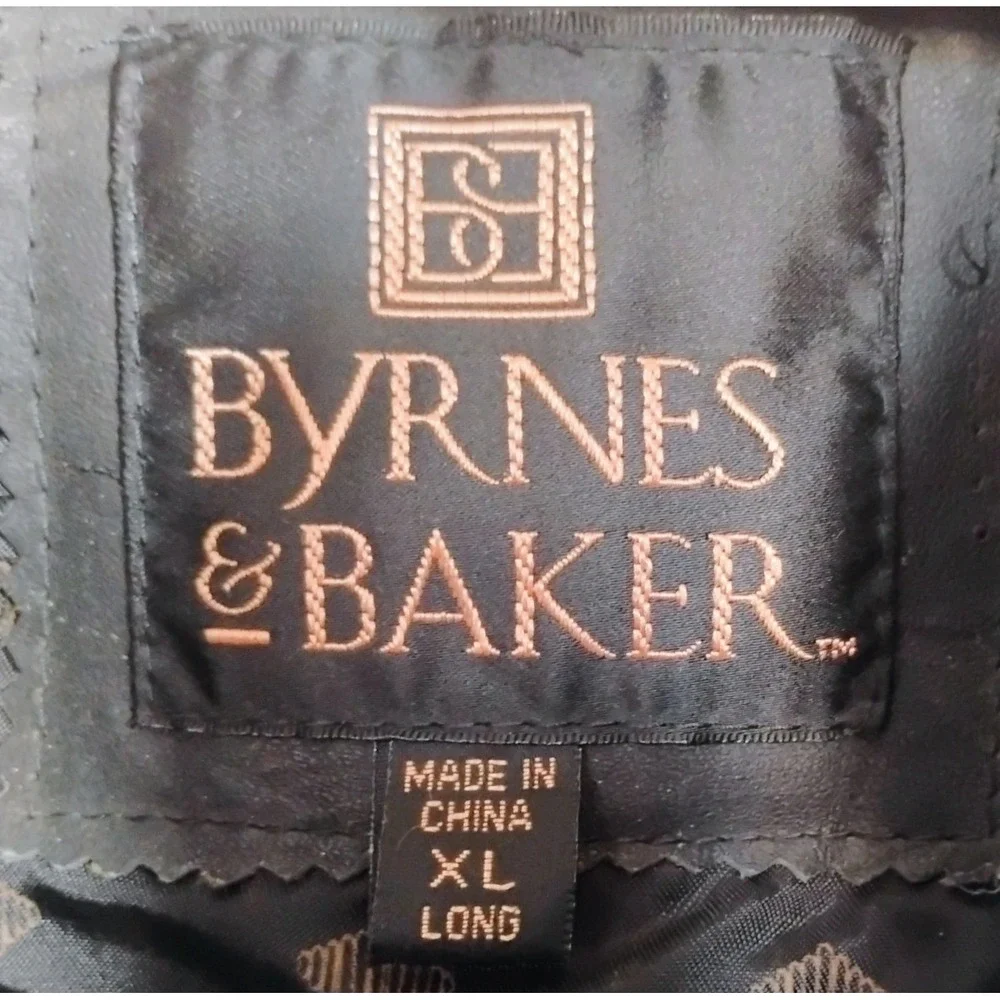 VTG‎ Byrnes & Baker Mens Black Leather Bomber Jacket XL Long Thinsulate Lined